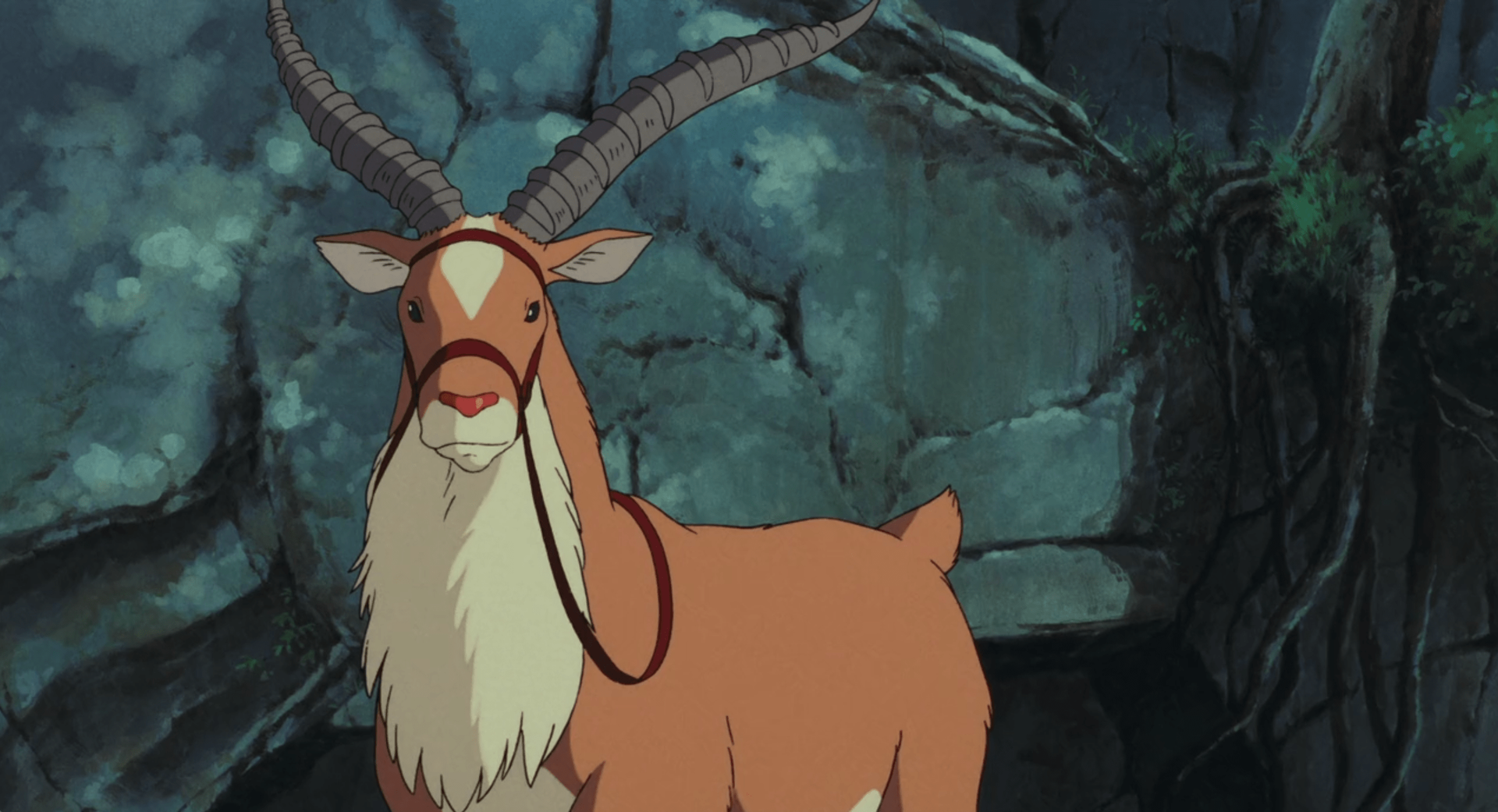A picture of Yakul, the Red Elk from the animated film Princess Mononoke