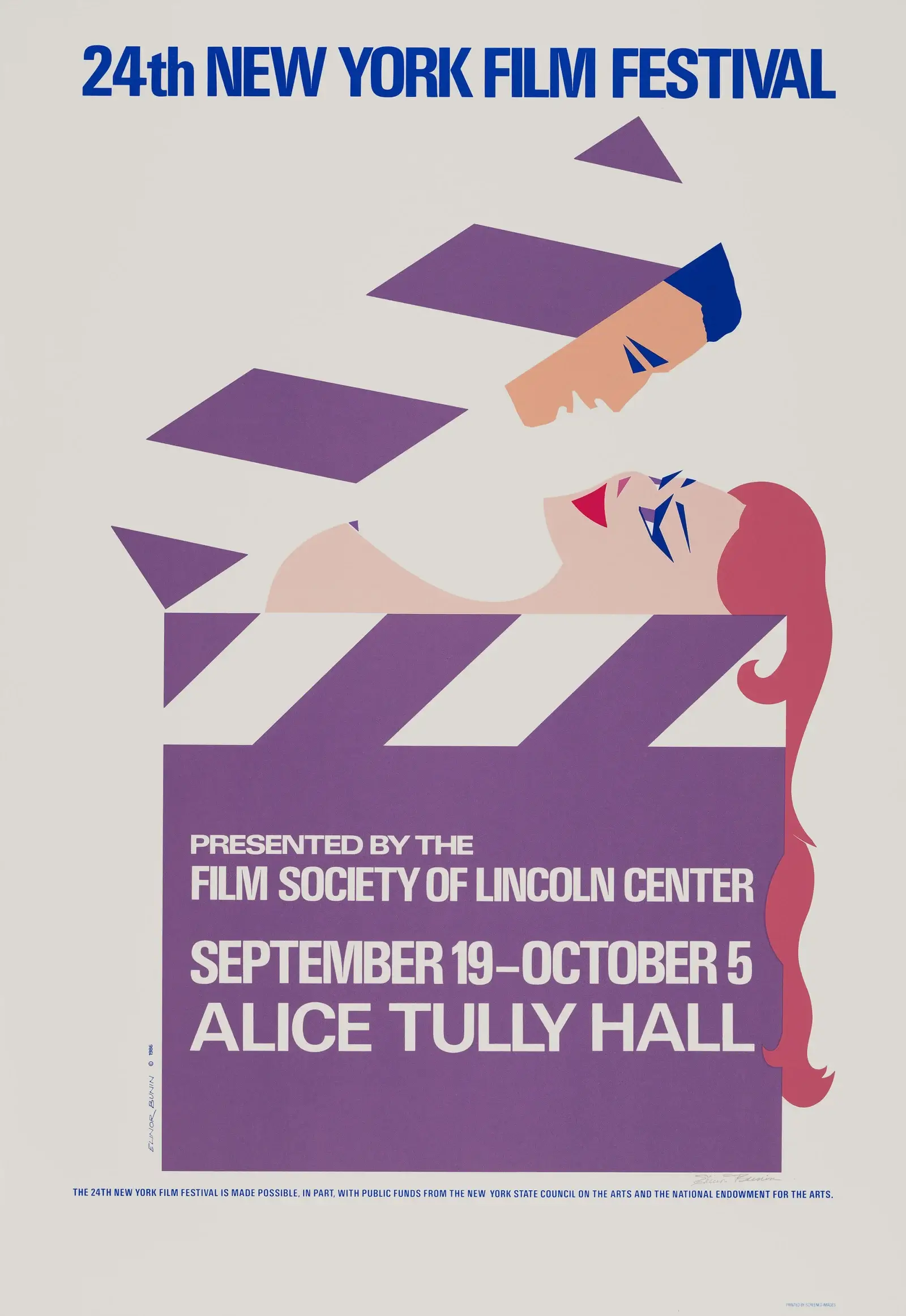 poster for the 1986 new york film festival designed by elinor bunin