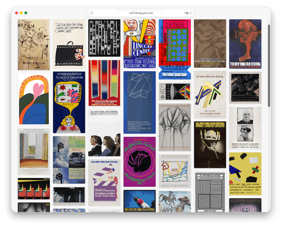 website showing new york film festival posters